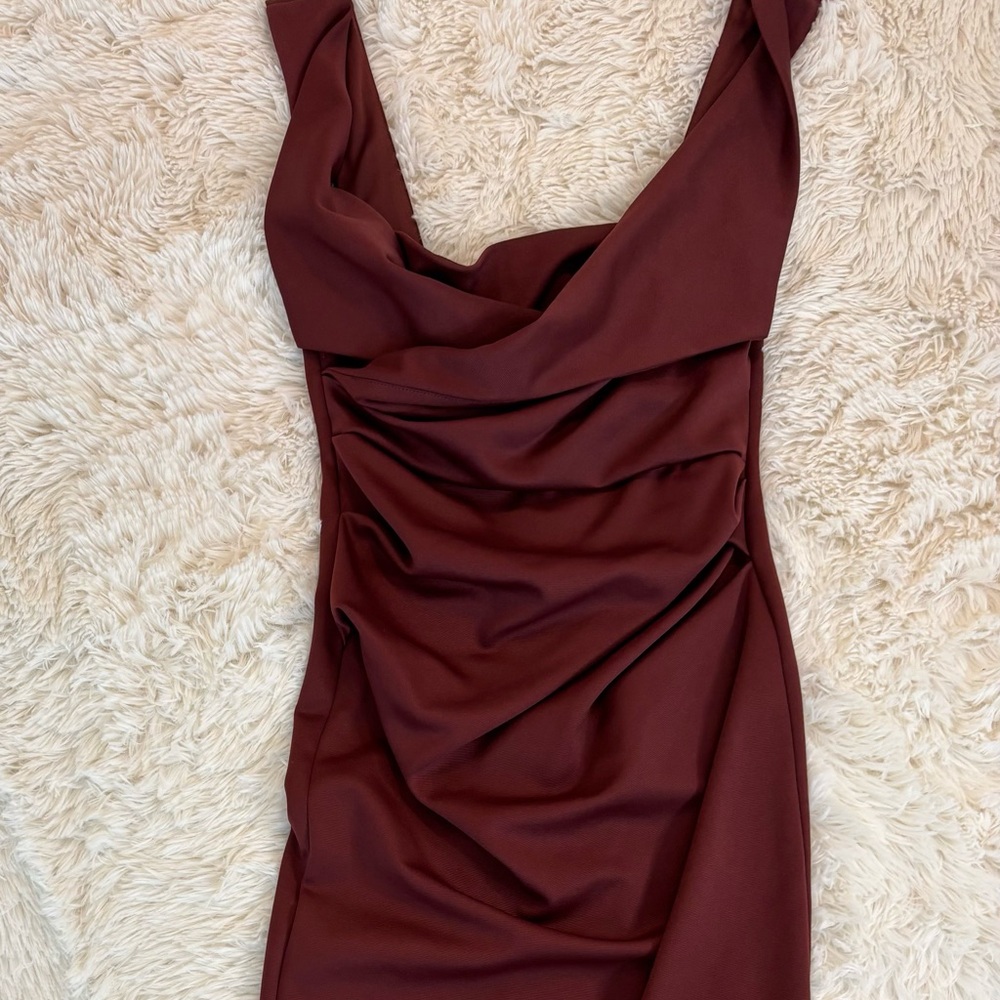 ASOS One Shoulder Burgundy Dress